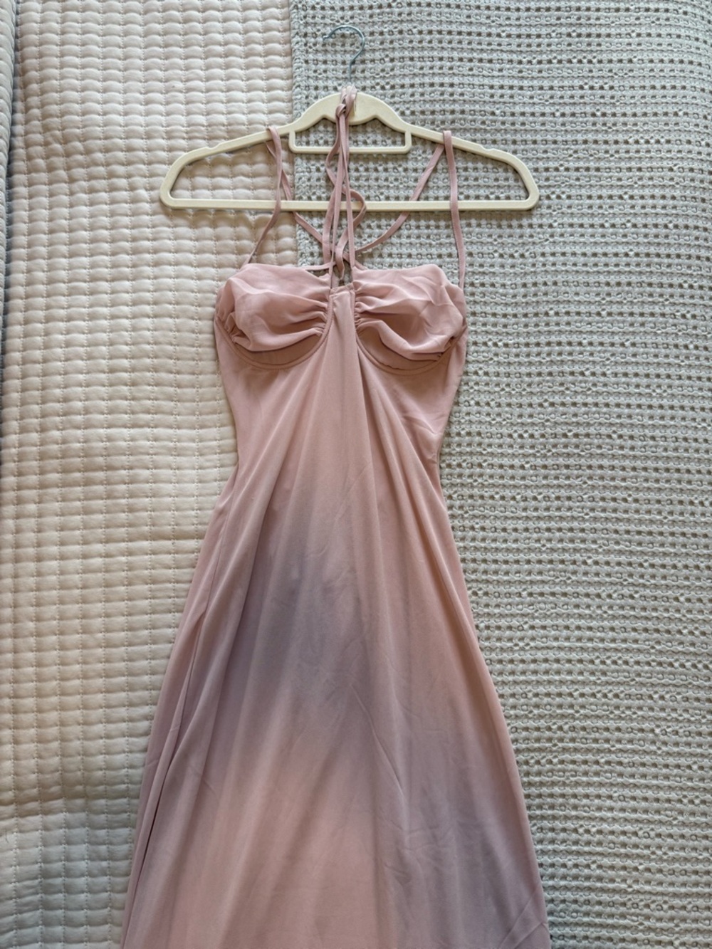 Peppermayo Blush Pink Tie-Front Slip Maxi Dress - Picture 4 of 6